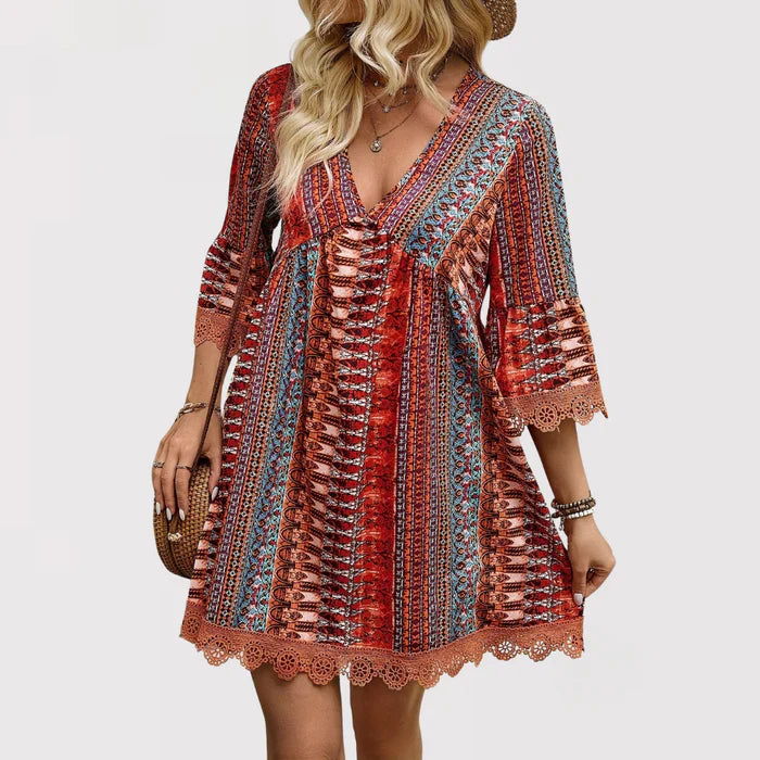 Lara | Elegant Bohemian V-Neck Dress for a Trendy Look