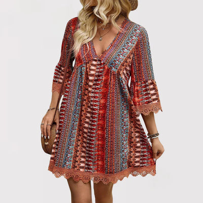 Lara | Elegant Bohemian V-Neck Dress for a Trendy Look