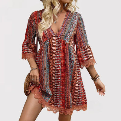 Lara | Elegant Bohemian V-Neck Dress for a Trendy Look