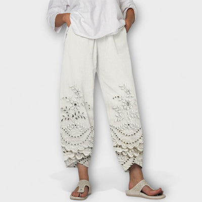 Chloe – Elegant Print Lace Trousers