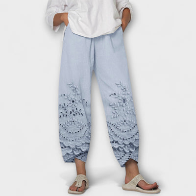 Chloe – Elegant Print Lace Trousers