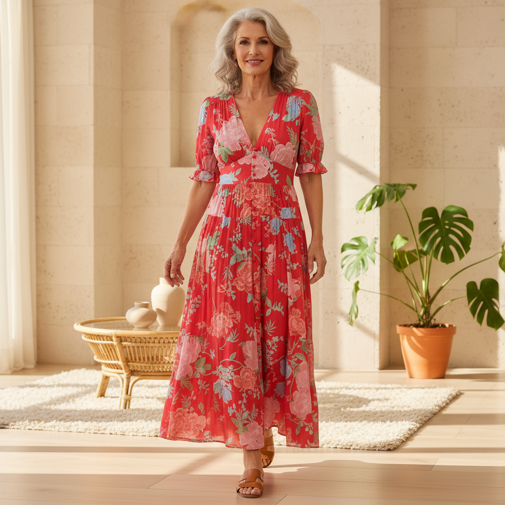 Floriana | Vibrant Floral Midi Dress