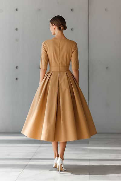 Elegant Cotton Maxi Dress with Textured Design