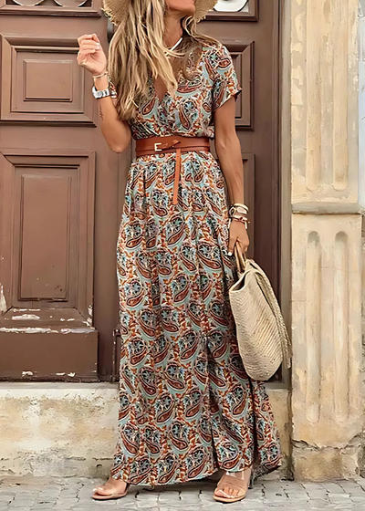 Briony | Elegant Paisley Maxi Dress for Formal Events
