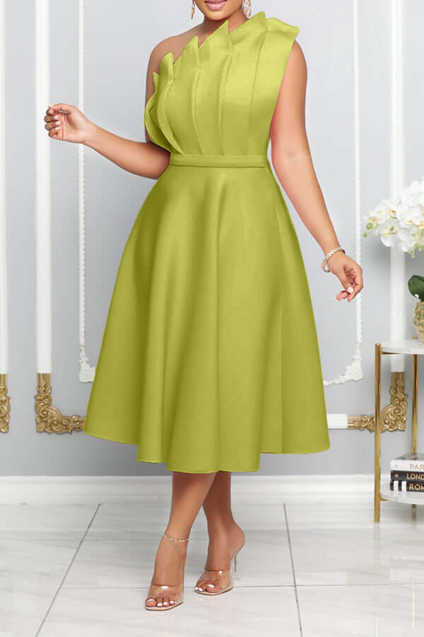 Natalia | Stylish One-Shoulder Midi Dress