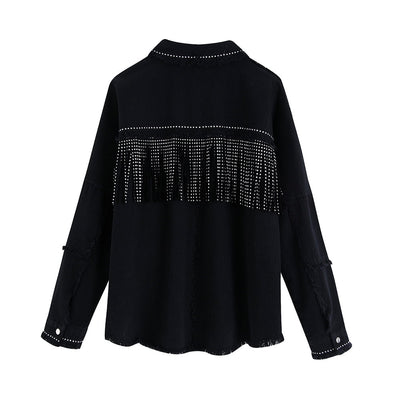 Denim Tassel Beaded Jacket