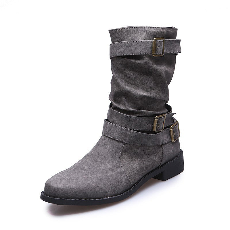 HERLA™ – Fall Boots for Women with Buckle and Low Heel