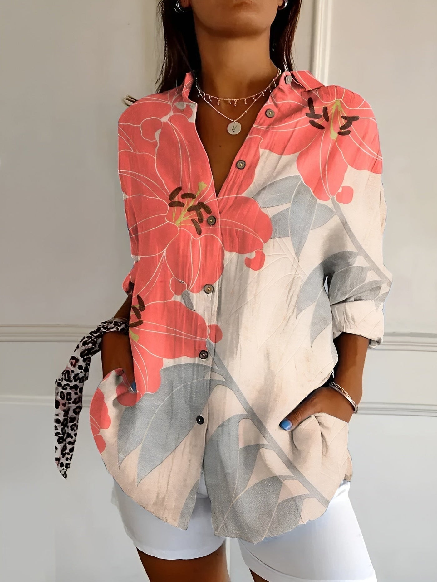 Roseline - Printed Button-Up Shirt